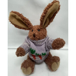 Vintage Oriental Trading Co Bunny Rabbit Purple Sweater 5” Plush Stuffed Animal